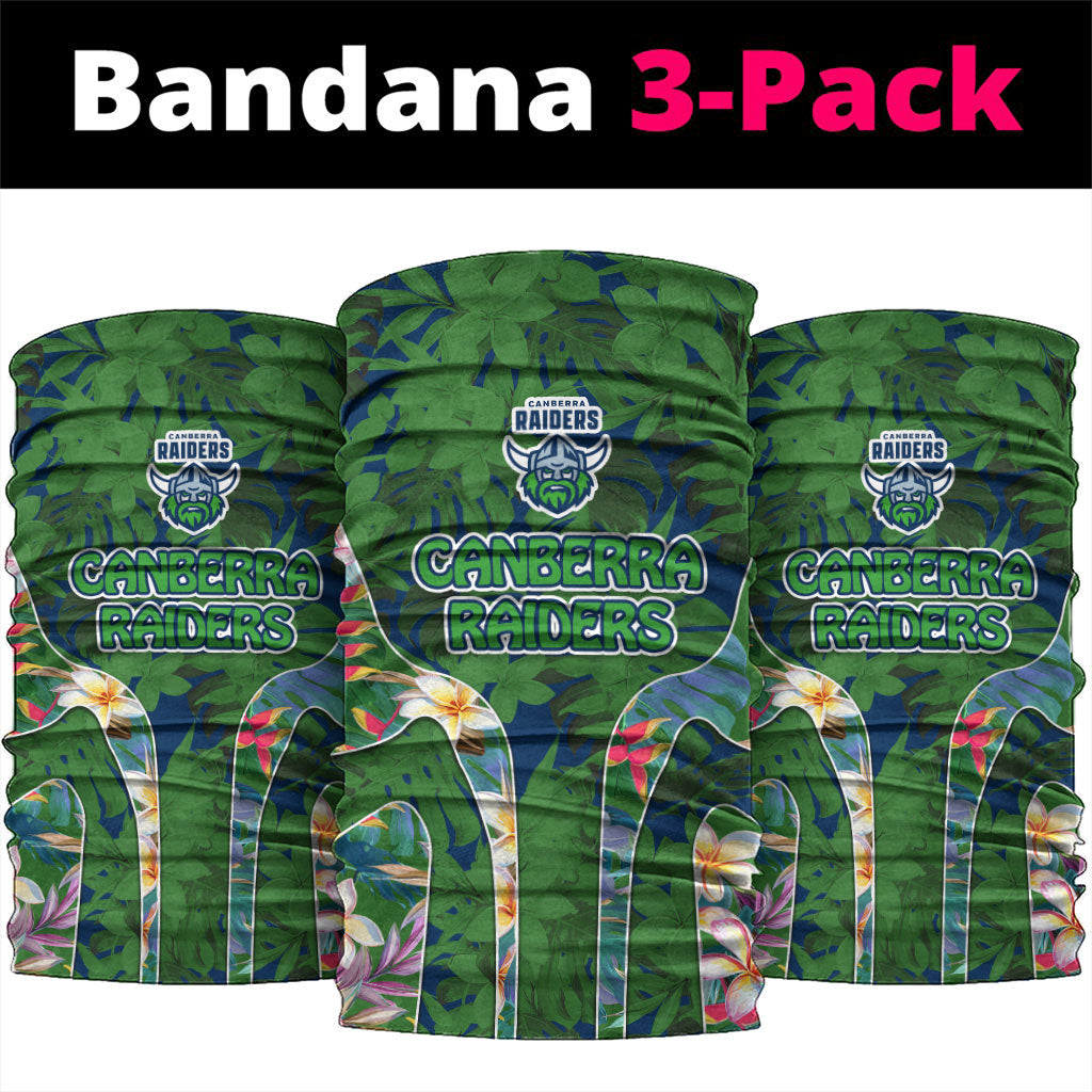 Canberra Raiders Neck Gaiter Tropical Hibiscus Floral Pattern With Green And Navy Accents
