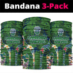 Canberra Raiders Neck Gaiter Tropical Hibiscus Floral Pattern With Green And Navy Accents