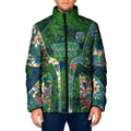 Canberra Raiders Padded Jacket Tropical Hibiscus Floral Pattern With Green And Navy Accents