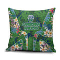 Canberra Raiders Pillow Cover Tropical Hibiscus Floral Pattern With Green And Navy Accents