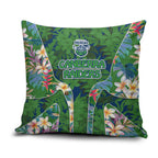 Canberra Raiders Pillow Cover Tropical Hibiscus Floral Pattern With Green And Navy Accents
