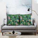 Canberra Raiders Pillow Cover Tropical Hibiscus Floral Pattern With Green And Navy Accents