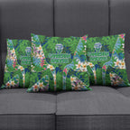 Canberra Raiders Pillow Cover Tropical Hibiscus Floral Pattern With Green And Navy Accents