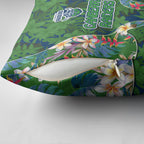 Canberra Raiders Pillow Cover Tropical Hibiscus Floral Pattern With Green And Navy Accents