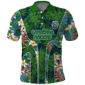 Canberra Raiders Polo Shirt Tropical Hibiscus Floral Pattern With Green And Navy Accents