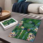 Canberra Raiders Puzzle Tropical Hibiscus Floral Pattern With Green And Navy Accents