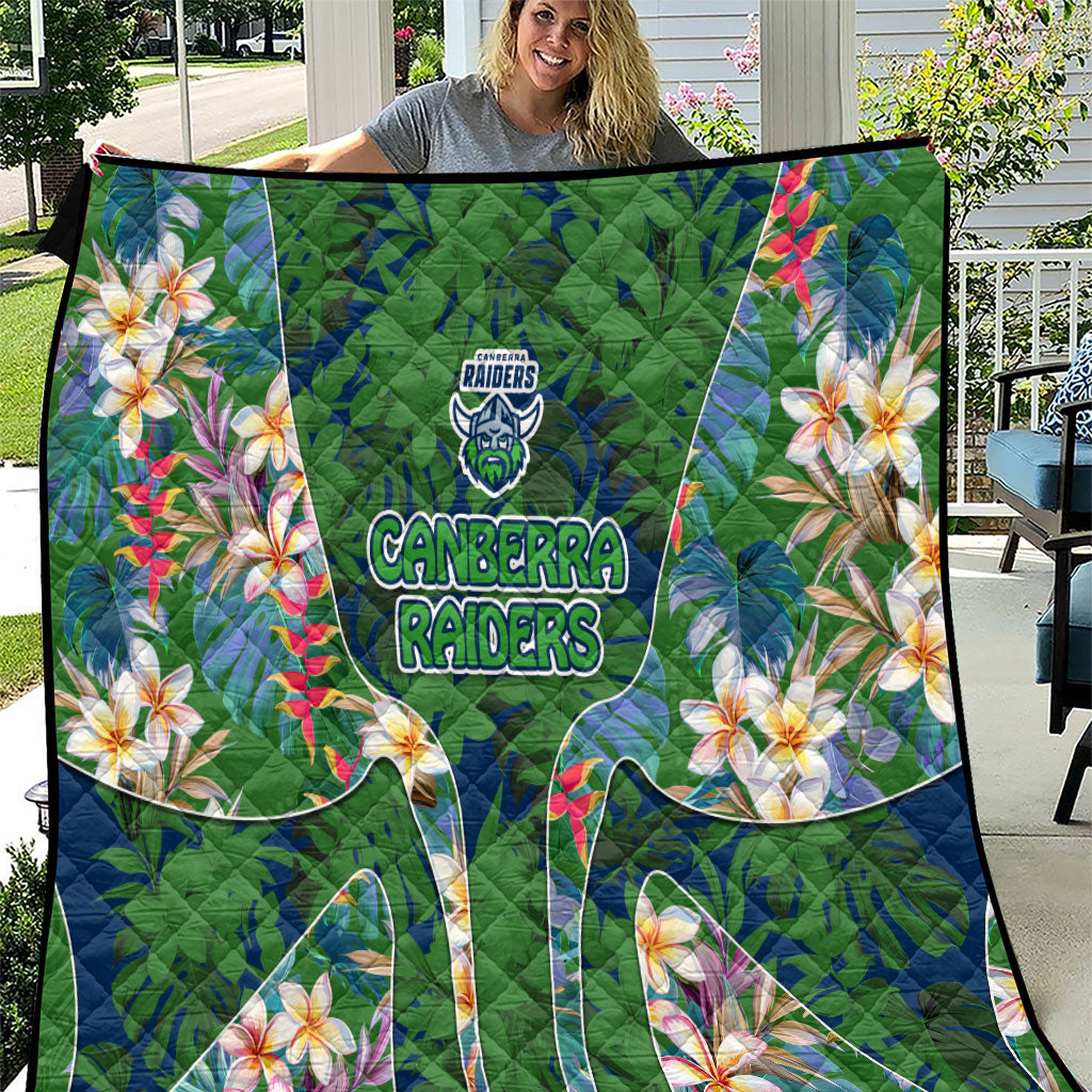 Canberra Raiders Quilt Tropical Hibiscus Floral Pattern With Green And Navy Accents