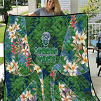 Canberra Raiders Quilt Tropical Hibiscus Floral Pattern With Green And Navy Accents
