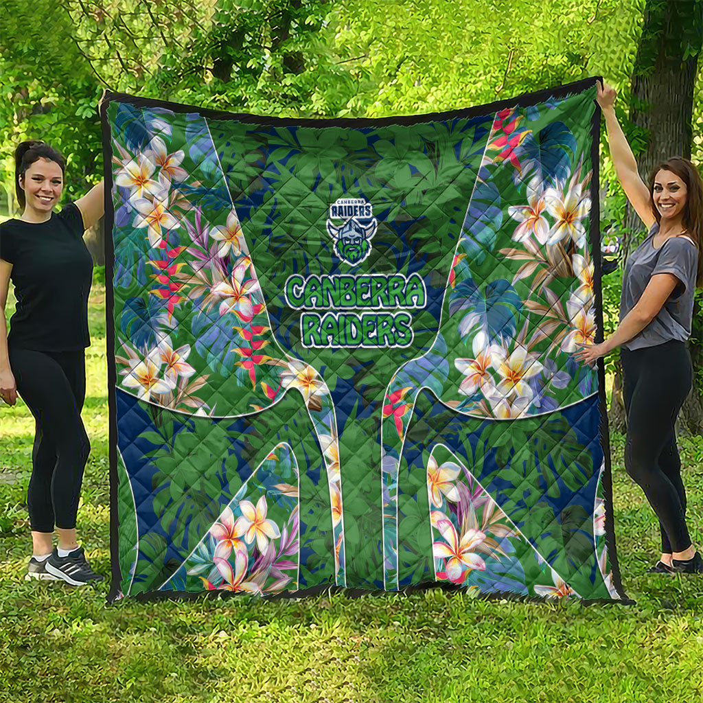 Canberra Raiders Quilt Tropical Hibiscus Floral Pattern With Green And Navy Accents