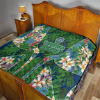Canberra Raiders Quilt Tropical Hibiscus Floral Pattern With Green And Navy Accents