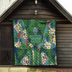 Canberra Raiders Quilt Tropical Hibiscus Floral Pattern With Green And Navy Accents