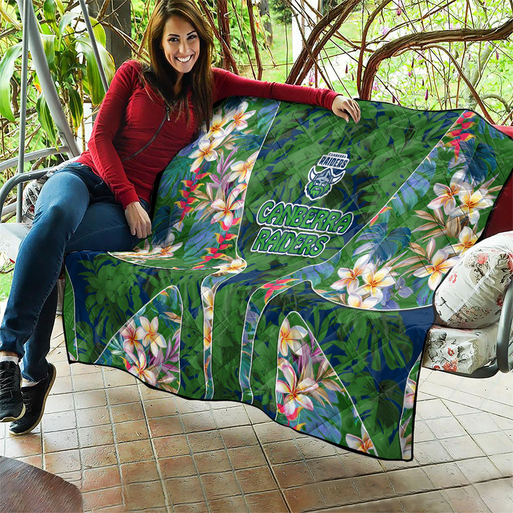 Canberra Raiders Quilt Tropical Hibiscus Floral Pattern With Green And Navy Accents