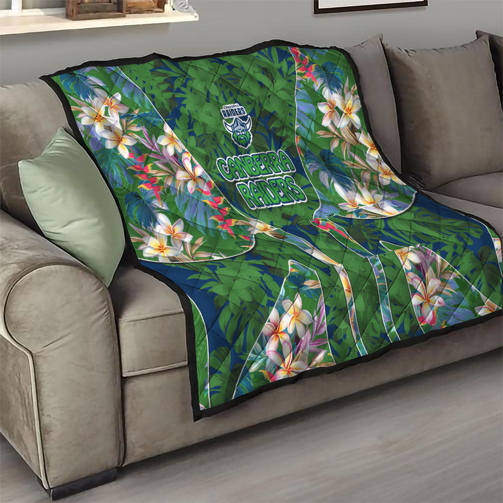 Canberra Raiders Quilt Tropical Hibiscus Floral Pattern With Green And Navy Accents