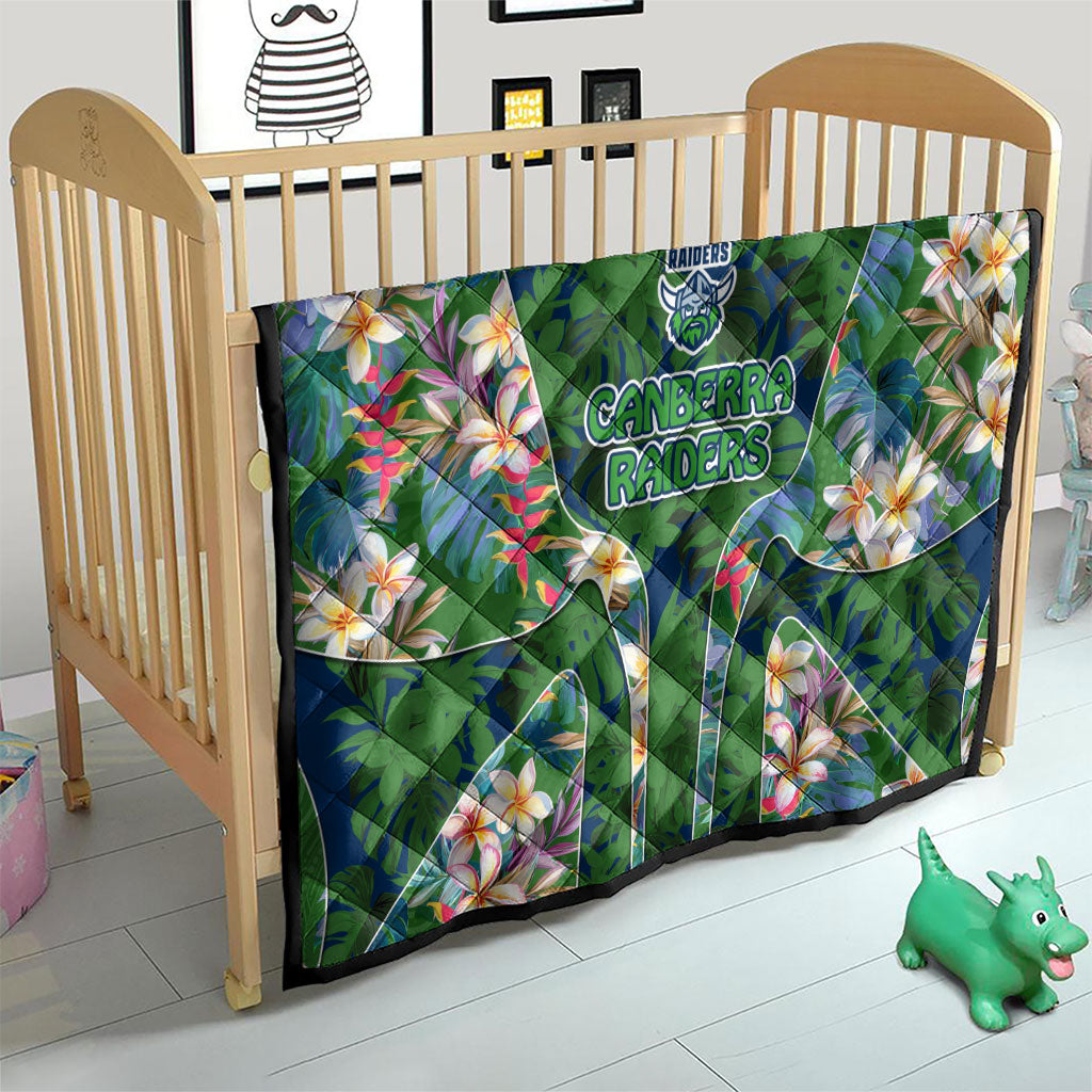Canberra Raiders Quilt Tropical Hibiscus Floral Pattern With Green And Navy Accents