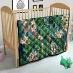 Canberra Raiders Quilt Tropical Hibiscus Floral Pattern With Green And Navy Accents
