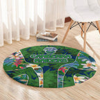 Canberra Raiders Round Carpet Tropical Hibiscus Floral Pattern With Green And Navy Accents