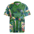 Canberra Raiders Rugby Jersey Tropical Hibiscus Floral Pattern With Green And Navy Accents