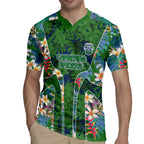 Canberra Raiders Rugby Jersey Tropical Hibiscus Floral Pattern With Green And Navy Accents