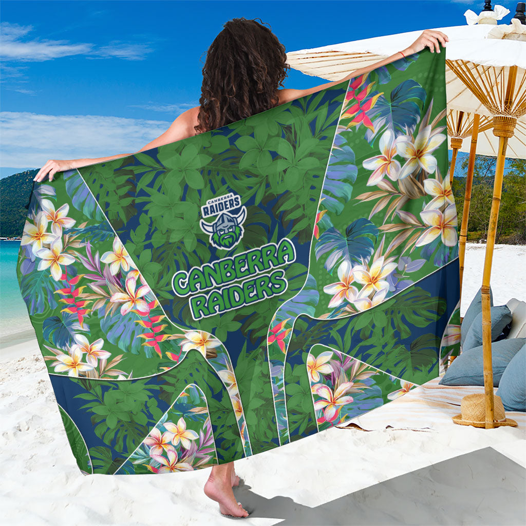 Canberra Raiders Sarong Tropical Hibiscus Floral Pattern With Green And Navy Accents