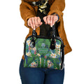 Canberra Raiders Shoulder Handbag Tropical Hibiscus Floral Pattern With Green And Navy Accents
