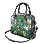Canberra Raiders Shoulder Handbag Tropical Hibiscus Floral Pattern With Green And Navy Accents