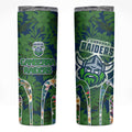 Canberra Raiders Skinny Tumbler Tropical Hibiscus Floral Pattern With Green And Navy Accents