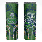 Canberra Raiders Skinny Tumbler Tropical Hibiscus Floral Pattern With Green And Navy Accents