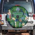 Canberra Raiders Spare Tire Cover Tropical Hibiscus Floral Pattern With Green And Navy Accents