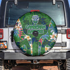 Canberra Raiders Spare Tire Cover Tropical Hibiscus Floral Pattern With Green And Navy Accents