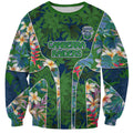 Canberra Raiders Sweatshirt Tropical Hibiscus Floral Pattern With Green And Navy Accents