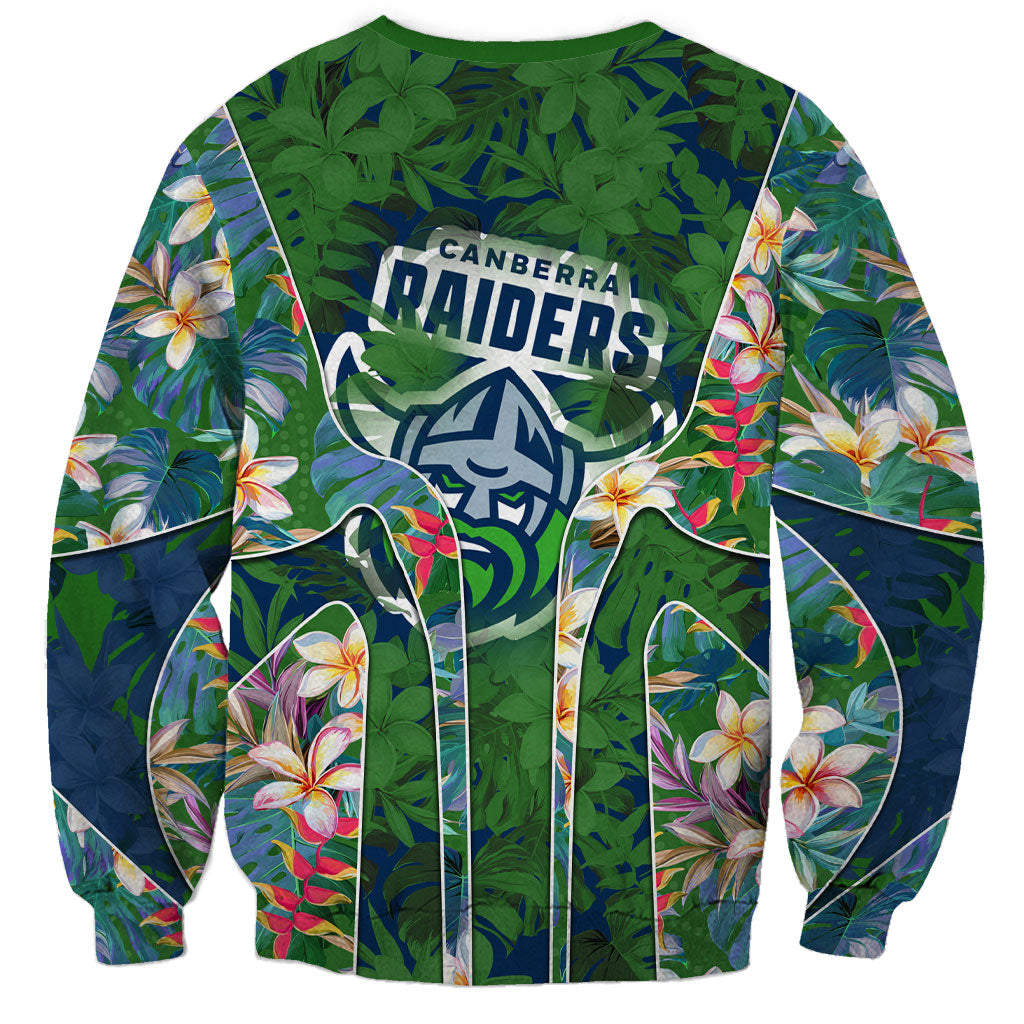 Canberra Raiders Sweatshirt Tropical Hibiscus Floral Pattern With Green And Navy Accents