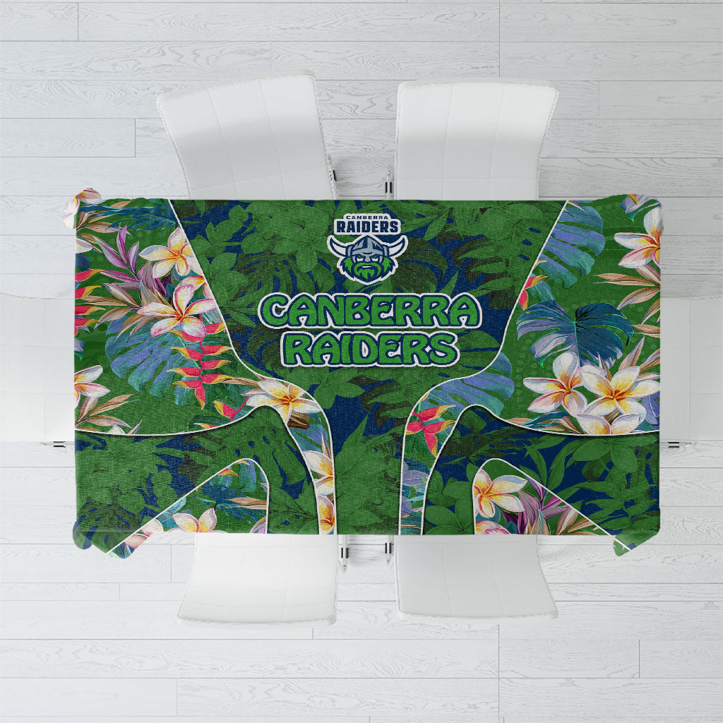 Canberra Raiders Tablecloth Tropical Hibiscus Floral Pattern With Green And Navy Accents