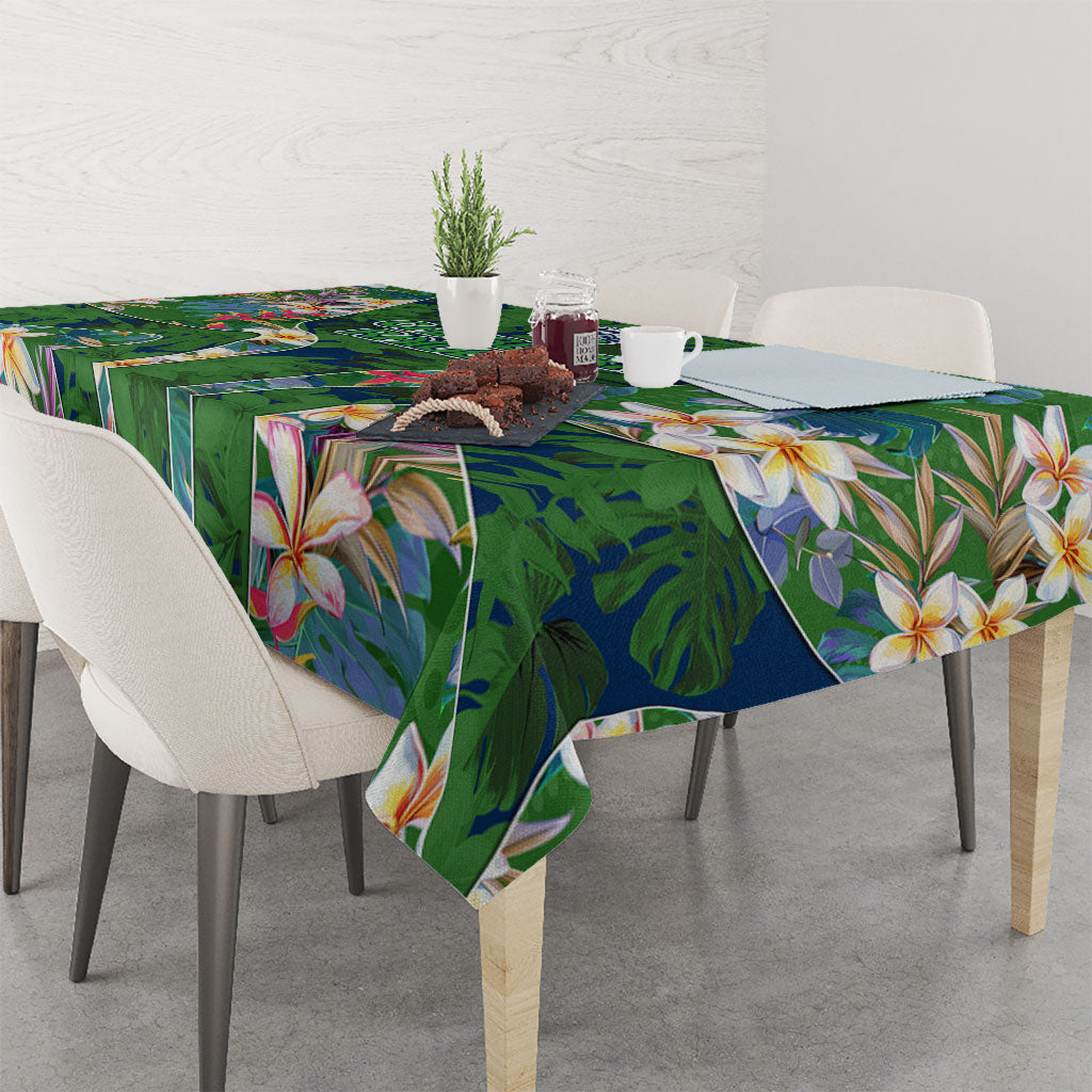 Canberra Raiders Tablecloth Tropical Hibiscus Floral Pattern With Green And Navy Accents