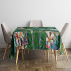 Canberra Raiders Tablecloth Tropical Hibiscus Floral Pattern With Green And Navy Accents