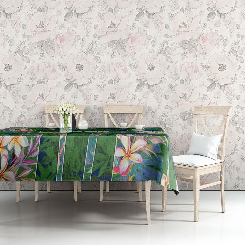 Canberra Raiders Tablecloth Tropical Hibiscus Floral Pattern With Green And Navy Accents