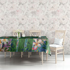 Canberra Raiders Tablecloth Tropical Hibiscus Floral Pattern With Green And Navy Accents