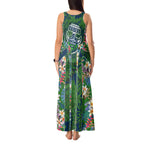Canberra Raiders Tank Maxi Dress Tropical Hibiscus Floral Pattern With Green And Navy Accents