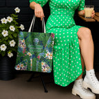 Canberra Raiders Tote Bag Tropical Hibiscus Floral Pattern With Green And Navy Accents