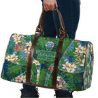 Canberra Raiders Travel Bag Tropical Hibiscus Floral Pattern With Green And Navy Accents