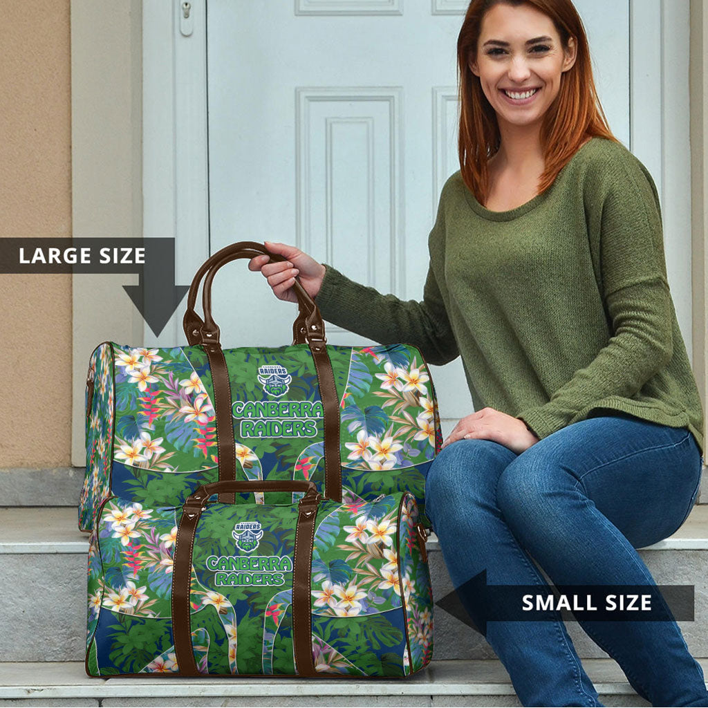 Canberra Raiders Travel Bag Tropical Hibiscus Floral Pattern With Green And Navy Accents
