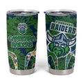 Canberra Raiders Tumbler Cup Tropical Hibiscus Floral Pattern With Green And Navy Accents