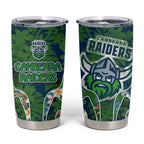 Canberra Raiders Tumbler Cup Tropical Hibiscus Floral Pattern With Green And Navy Accents