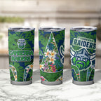 Canberra Raiders Tumbler Cup Tropical Hibiscus Floral Pattern With Green And Navy Accents