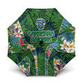 Canberra Raiders Umbrella Tropical Hibiscus Floral Pattern With Green And Navy Accents