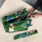 Canberra Raiders Umbrella Tropical Hibiscus Floral Pattern With Green And Navy Accents