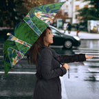 Canberra Raiders Umbrella Tropical Hibiscus Floral Pattern With Green And Navy Accents