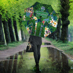 Canberra Raiders Umbrella Tropical Hibiscus Floral Pattern With Green And Navy Accents