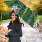 Canberra Raiders Umbrella Tropical Hibiscus Floral Pattern With Green And Navy Accents