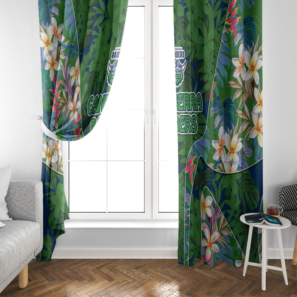 Canberra Raiders Window Curtain Tropical Hibiscus Floral Pattern With Green And Navy Accents