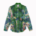 Canberra Raiders Women Casual Shirt Tropical Hibiscus Floral Pattern With Green And Navy Accents
